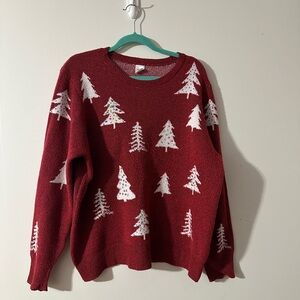 Holiday Time Women’s Red/White/Multi Color Christmas Tree Sweater